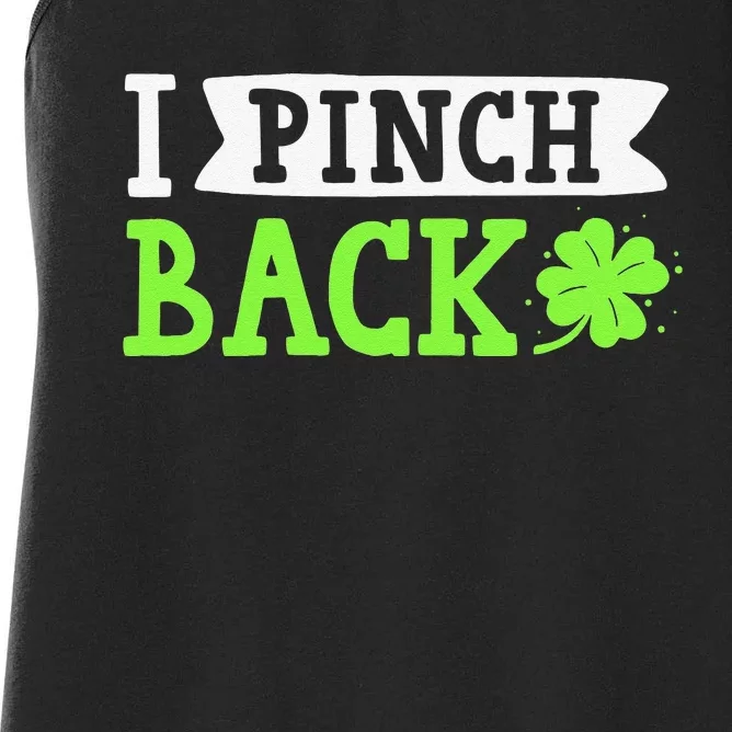 Funny I Pinch Back Saint Patrick's Day Lucky Irish Clover Women's Racerback Tank