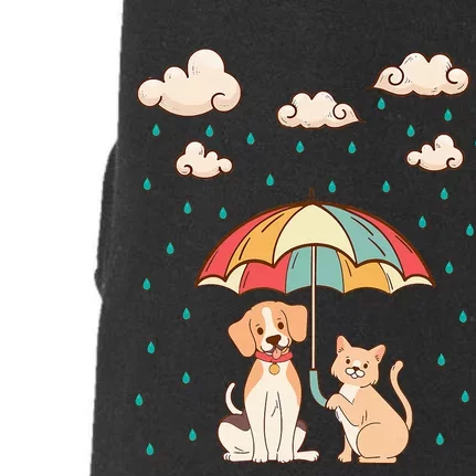 Funny Idiom Raining Cats And Dogs Cute Canine Feline Lover Doggie 3-End Fleece Hoodie