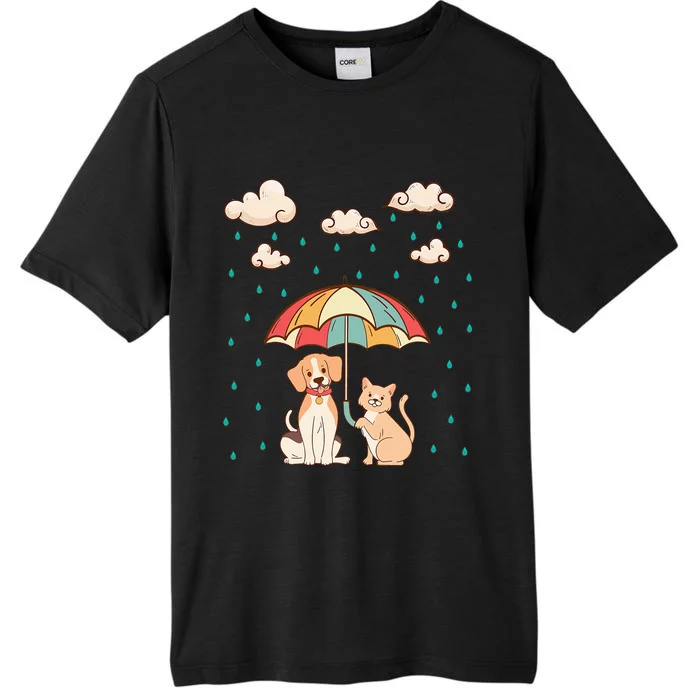 Funny Idiom Raining Cats And Dogs Cute Canine Feline Lover ChromaSoft Performance T-Shirt