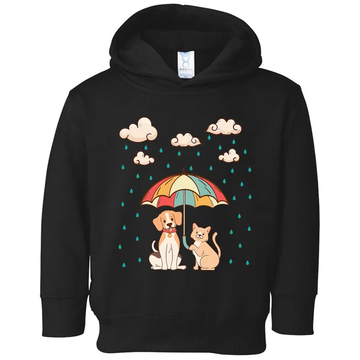 Funny Idiom Raining Cats And Dogs Cute Canine Feline Lover Toddler Hoodie