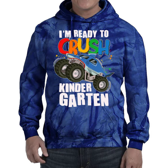 Funny I'm Ready To Crush Kindergarten Shark Monster Truck Tie Dye Hoodie