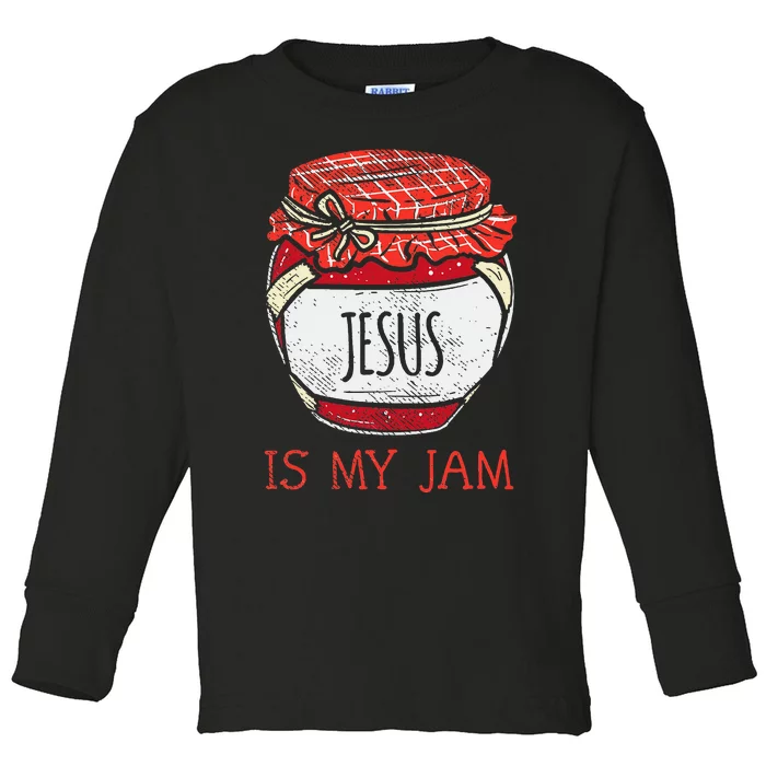 Fun Inspirational Religious Saying Cute Jesus Is My Jam Toddler Long Sleeve Shirt