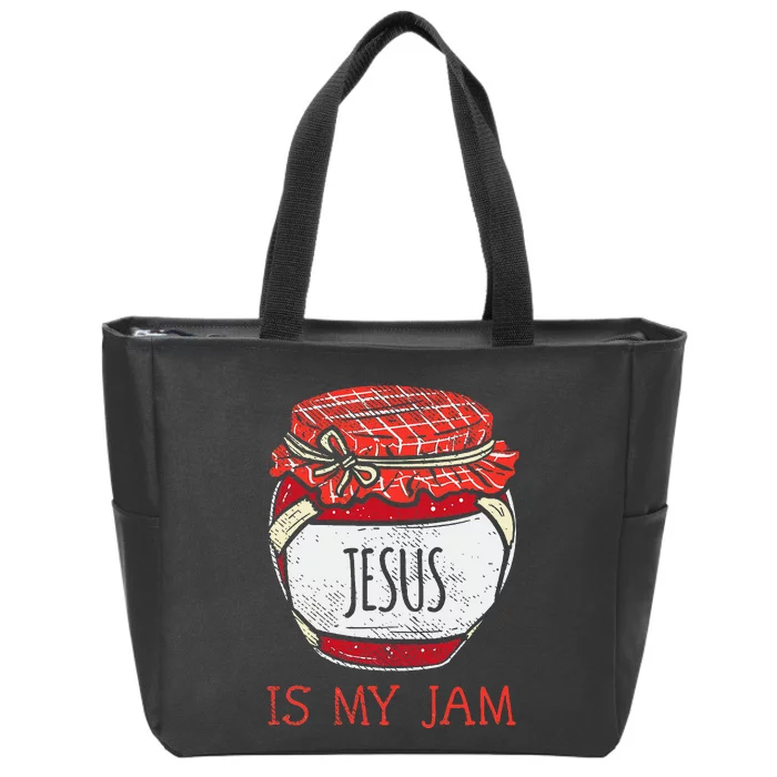 Fun Inspirational Religious Saying Cute Jesus Is My Jam Zip Tote Bag