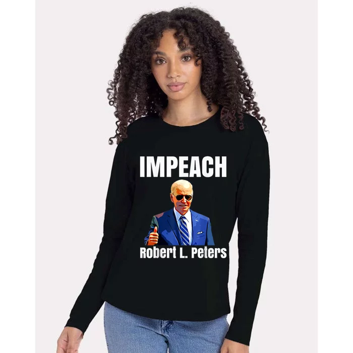 Funny Impeach Robert L Peters Anti Biden Trump Lover Womens Cotton Relaxed Long Sleeve T-Shirt