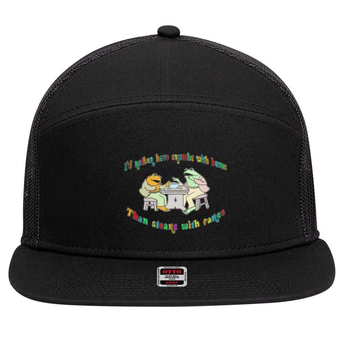 Frog I'd Rather Have Crumbs With Bums 7 Panel Mesh Trucker Snapback Hat