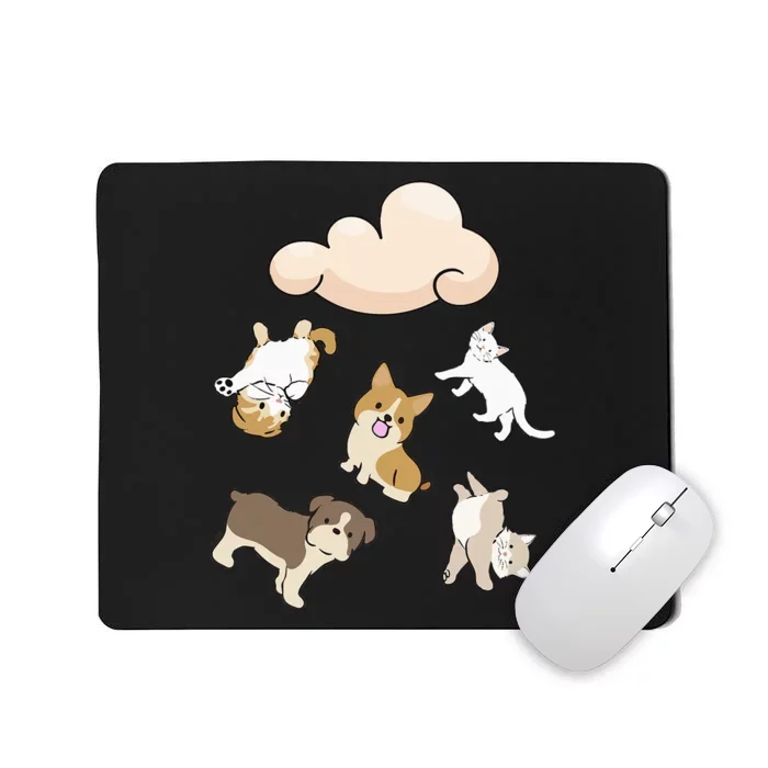 Funny Idiom Raining Cats And Dogs Kitten Puppy For Pet Lover Mousepad