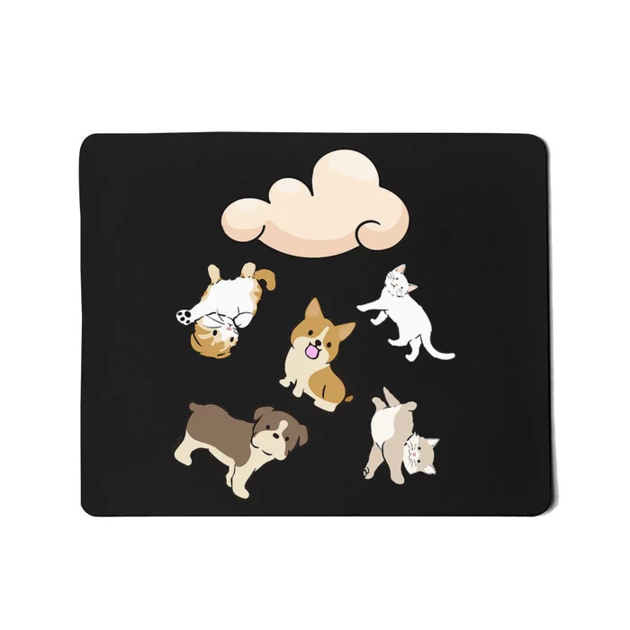 Funny Idiom Raining Cats And Dogs Kitten Puppy For Pet Lover Mousepad