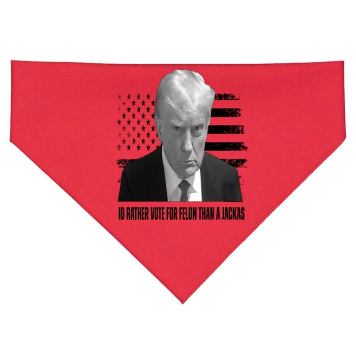 Funny Id Rather Vote For Felon Than A Jackass Funny Trump USA-Made Doggie Bandana