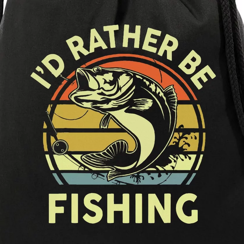 Funny Id Rather Be Fishing Drawstring Bag