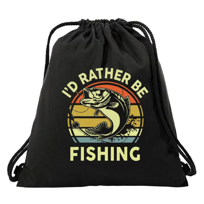 Funny Id Rather Be Fishing Drawstring Bag