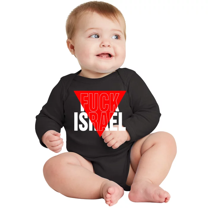 Fuck Israel Red Triangle Baby Long Sleeve Bodysuit