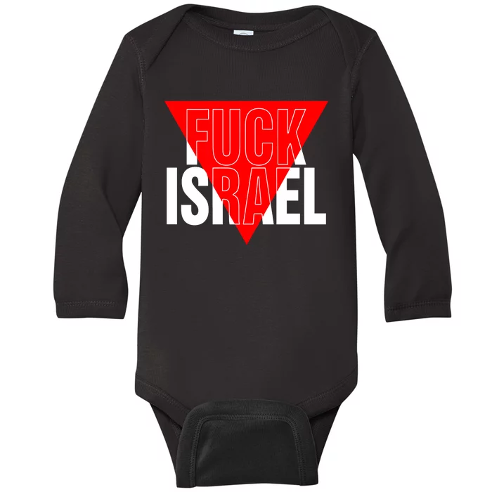 Fuck Israel Red Triangle Baby Long Sleeve Bodysuit