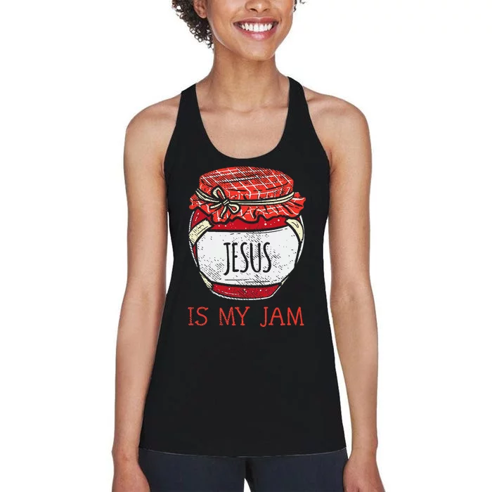 Fun Inspirational Religious Saying Cute Jesus Is My Jam Women's Racerback Tank