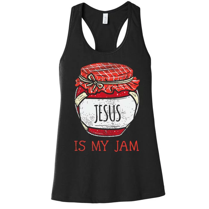 Fun Inspirational Religious Saying Cute Jesus Is My Jam Women's Racerback Tank