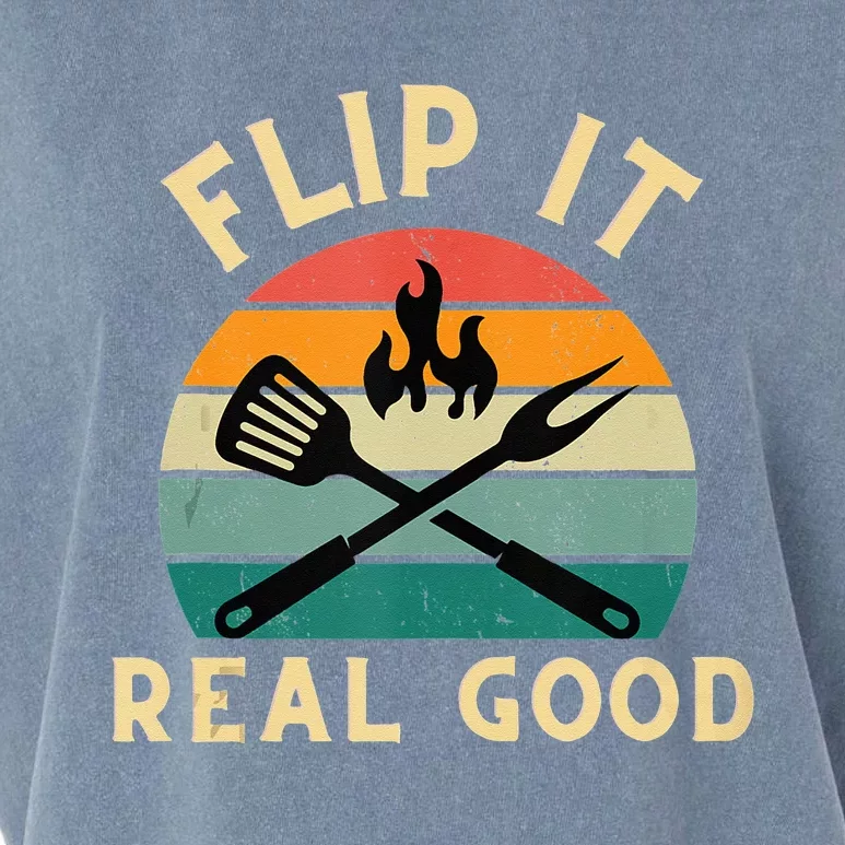 Flip It Real Good Funny BBQ Cookout Grill Masters Garment-Dyed Women's Muscle Tee