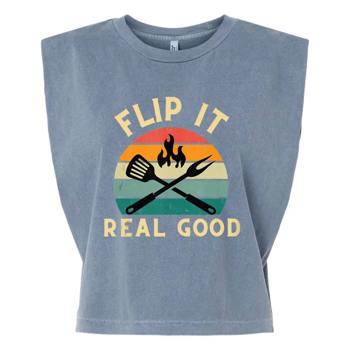 Flip It Real Good Funny BBQ Cookout Grill Masters Garment-Dyed Women's Muscle Tee