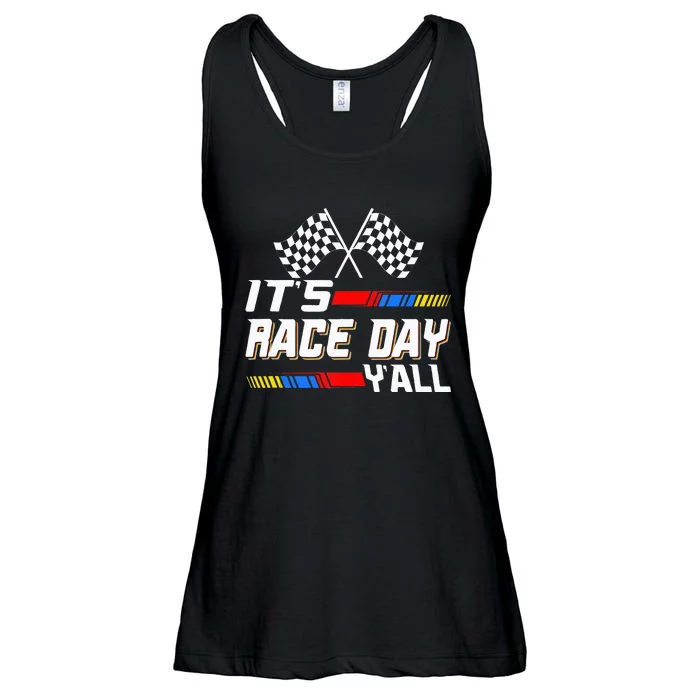 Funny Its Race Day Yall Checkered Flag Racing Track Ladies Essential Flowy Tank