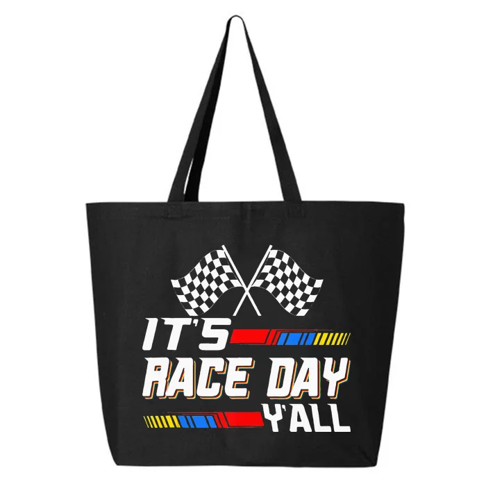 Funny Its Race Day Yall Checkered Flag Racing Track 25L Jumbo Tote