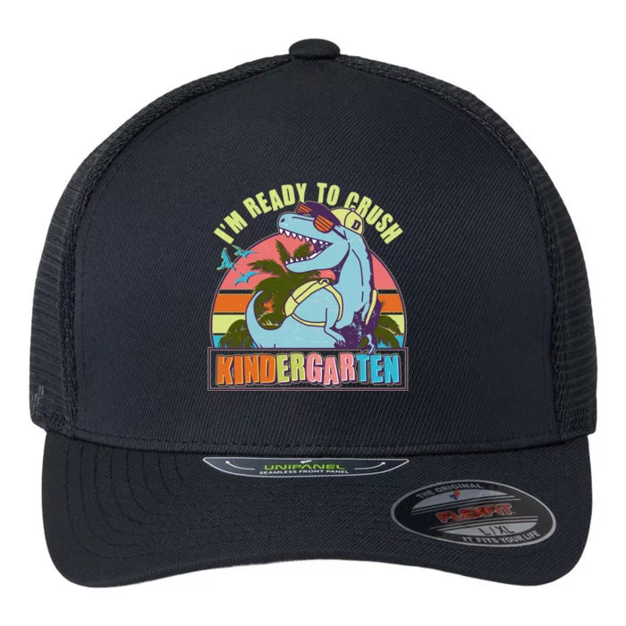 Funny I'm Ready To Crush Kindergarten Retro Dinosaur Flexfit Unipanel Trucker Cap