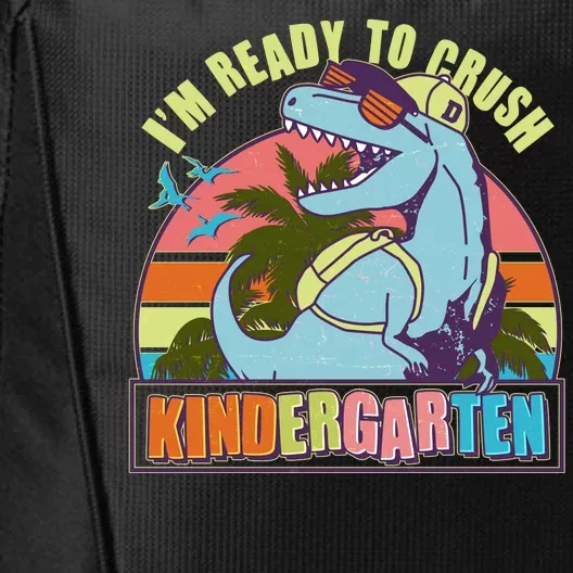 Funny I'm Ready To Crush Kindergarten Retro Dinosaur City Backpack