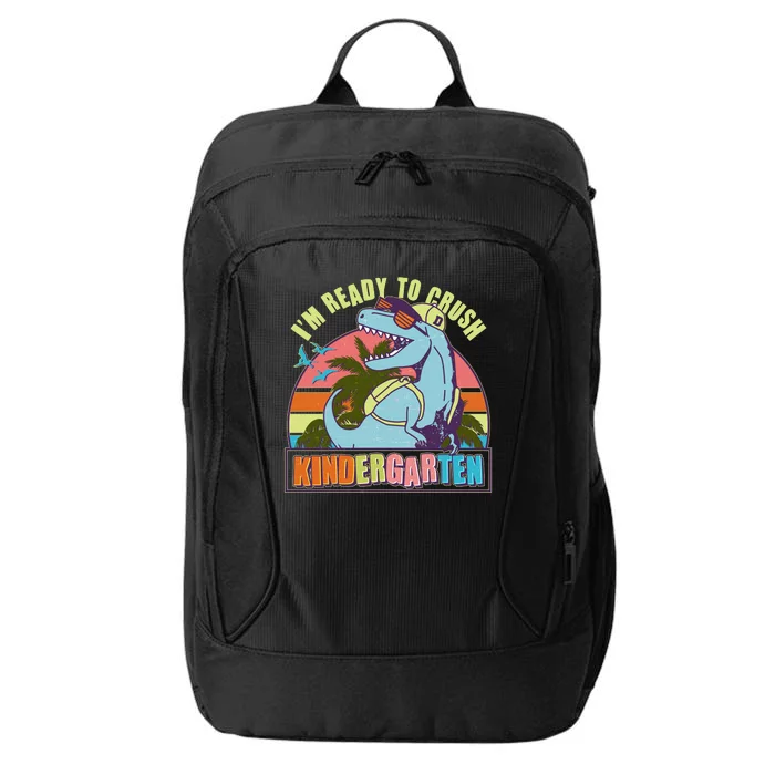 Funny I'm Ready To Crush Kindergarten Retro Dinosaur City Backpack