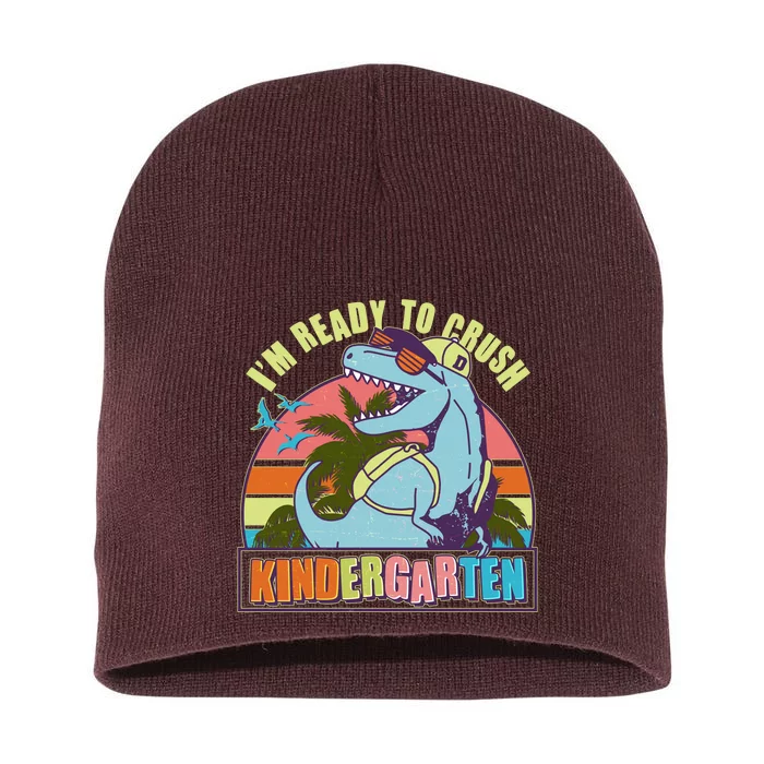 Funny I'm Ready To Crush Kindergarten Retro Dinosaur Short Acrylic Beanie