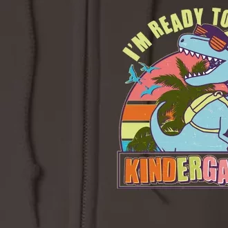 Funny I'm Ready To Crush Kindergarten Retro Dinosaur Full Zip Hoodie