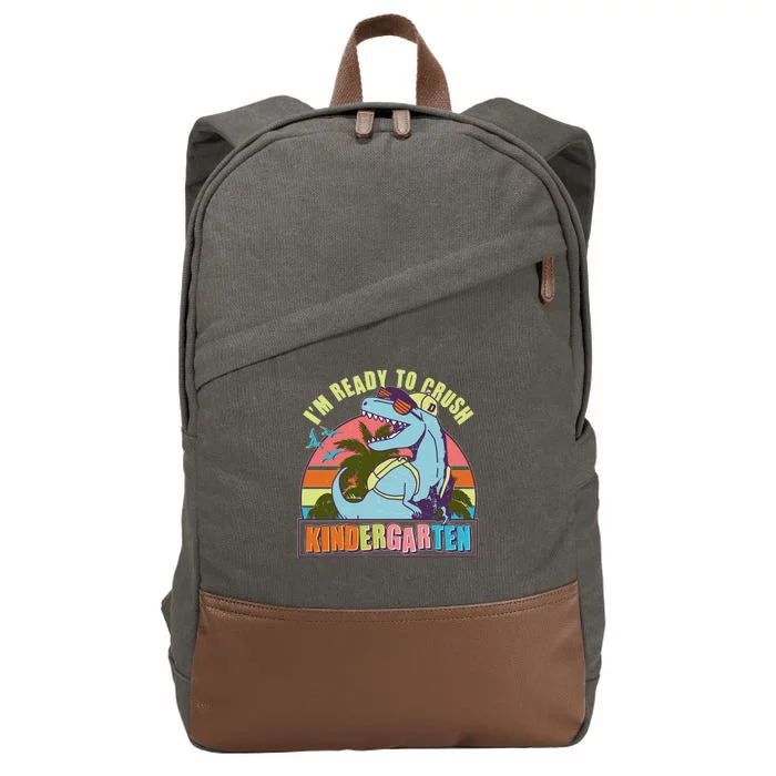 Funny I'm Ready To Crush Kindergarten Retro Dinosaur Cotton Canvas Backpack