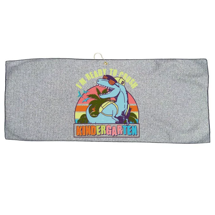 Funny I'm Ready To Crush Kindergarten Retro Dinosaur Large Microfiber Waffle Golf Towel