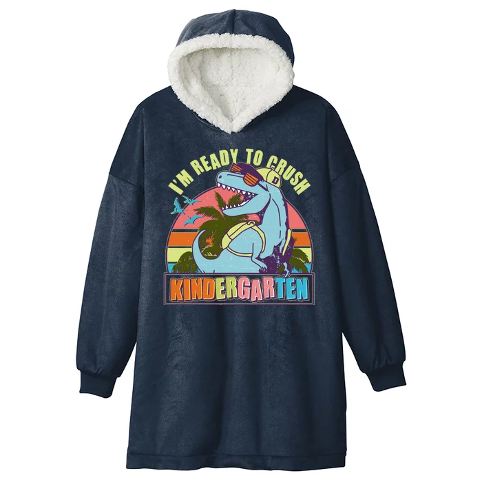 Funny I'm Ready To Crush Kindergarten Retro Dinosaur Hooded Wearable Blanket