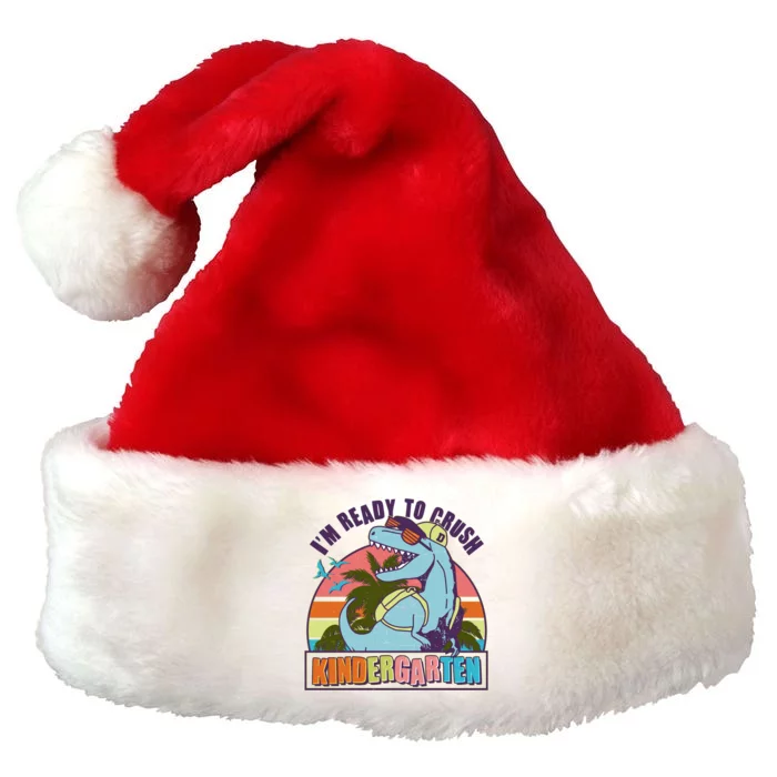 Funny I'm Ready To Crush Kindergarten Retro Dinosaur Premium Christmas Santa Hat