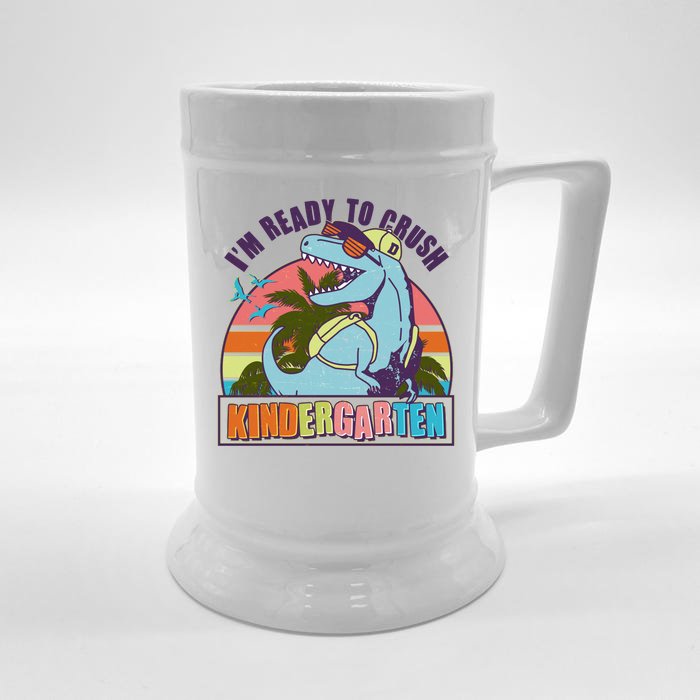 Funny I'm Ready To Crush Kindergarten Retro Dinosaur Front & Back Beer Stein