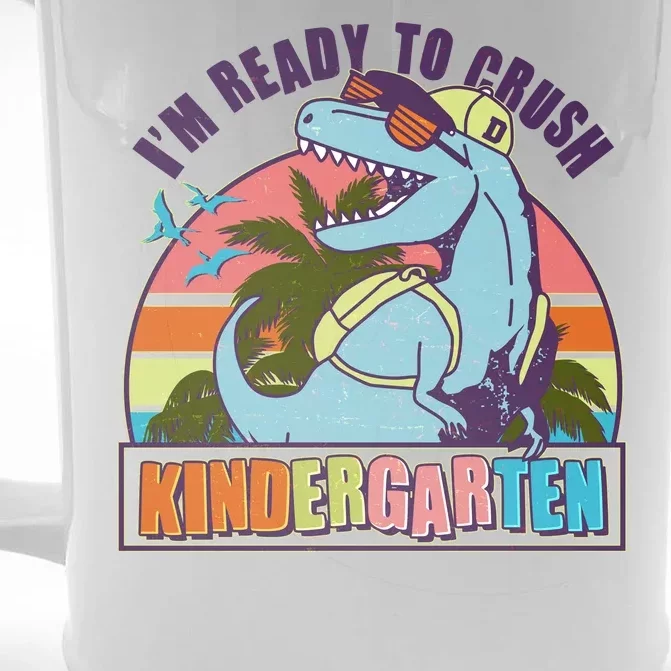 Funny I'm Ready To Crush Kindergarten Retro Dinosaur Front & Back Beer Stein