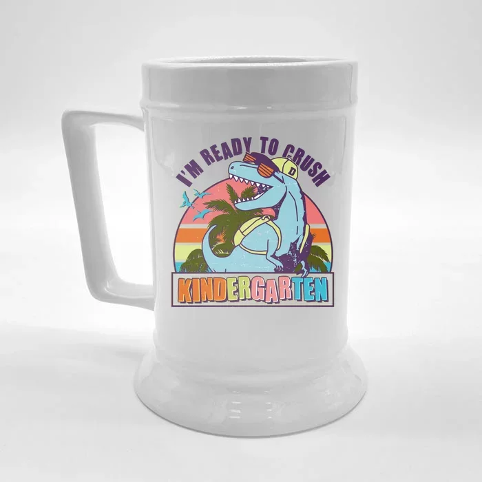 Funny I'm Ready To Crush Kindergarten Retro Dinosaur Front & Back Beer Stein