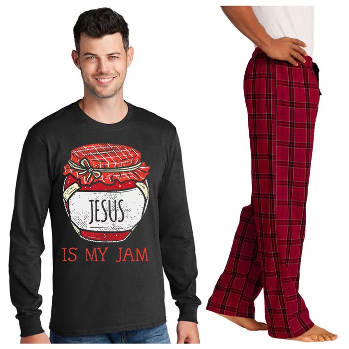 Fun Inspirational Religious Saying Cute Jesus Is My Jam Long Sleeve Pajama Set