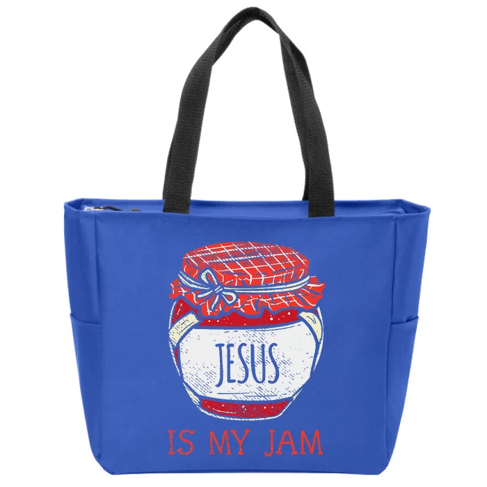 Fun Inspirational Religious Saying Cute Jesus Is My Jam Zip Tote Bag