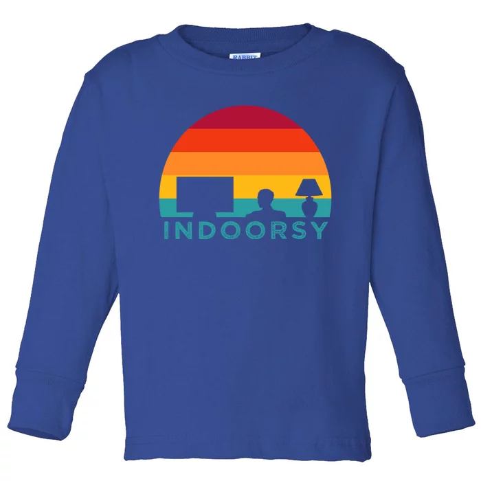 Funny Indoorsy Rather Be Inside Indoors Streaming Meme Gift Toddler Long Sleeve Shirt