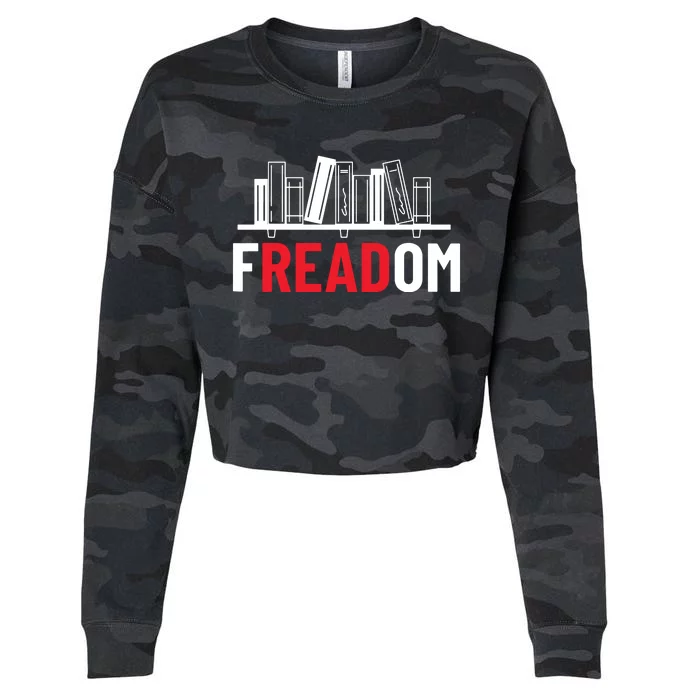 FREADom I Read Banned Books Banned Books Week Librarian Cropped Pullover Crew