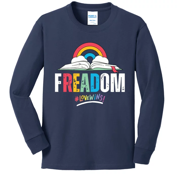 FREADom I Read Banned Books LGBTQ Reader Pride Librarian Kids Long Sleeve Shirt