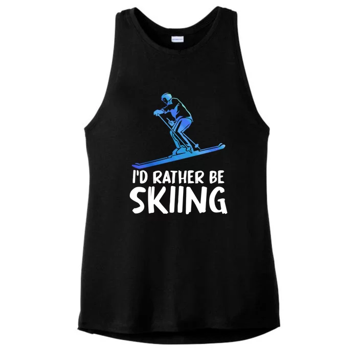 Funny Id Rather Be Skiing Gift For Skier Ladies Tri-Blend Wicking Tank