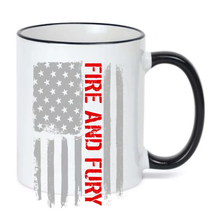 Fire and Fury Trump Military Power USA Flag Black Color Changing Mug