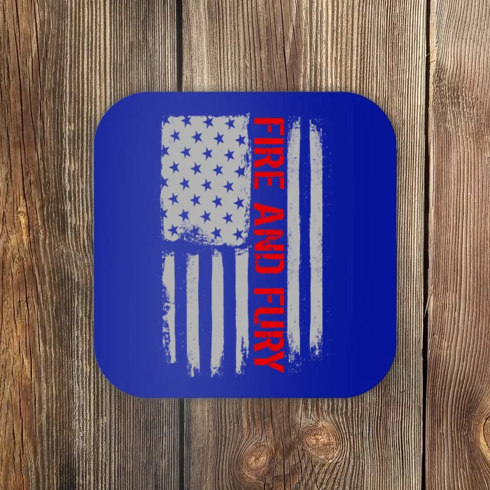 Fire and Fury Trump Military Power USA Flag Coaster