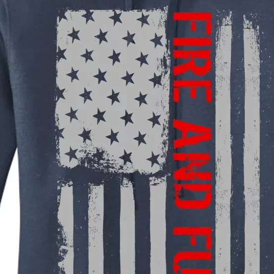 Fire and Fury Trump Military Power USA Flag Women's Pullover Hoodie