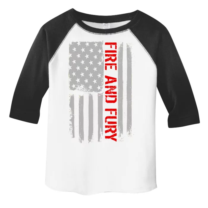 Fire and Fury Trump Military Power USA Flag Toddler Fine Jersey T-Shirt