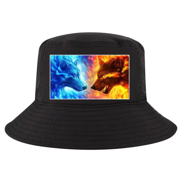 Fire And Ice Wolf Cool Graphic Cool Comfort Performance Bucket Hat