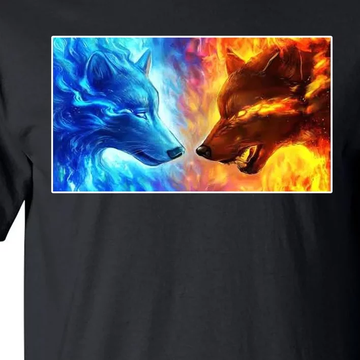 Fire And Ice Wolf Cool Graphic Tall T-Shirt