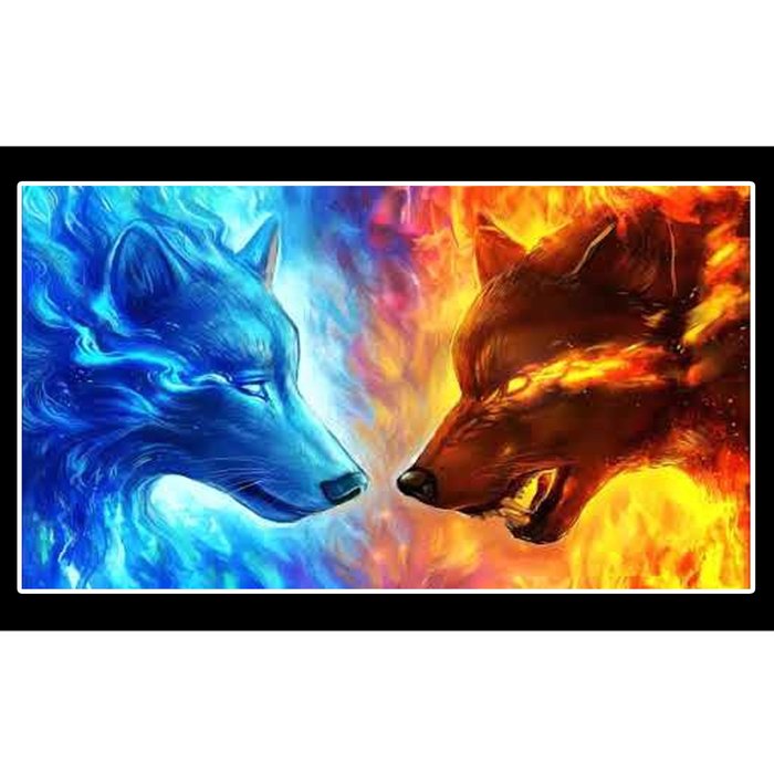 Fire And Ice Wolf Cool Graphic Bumper Sticker