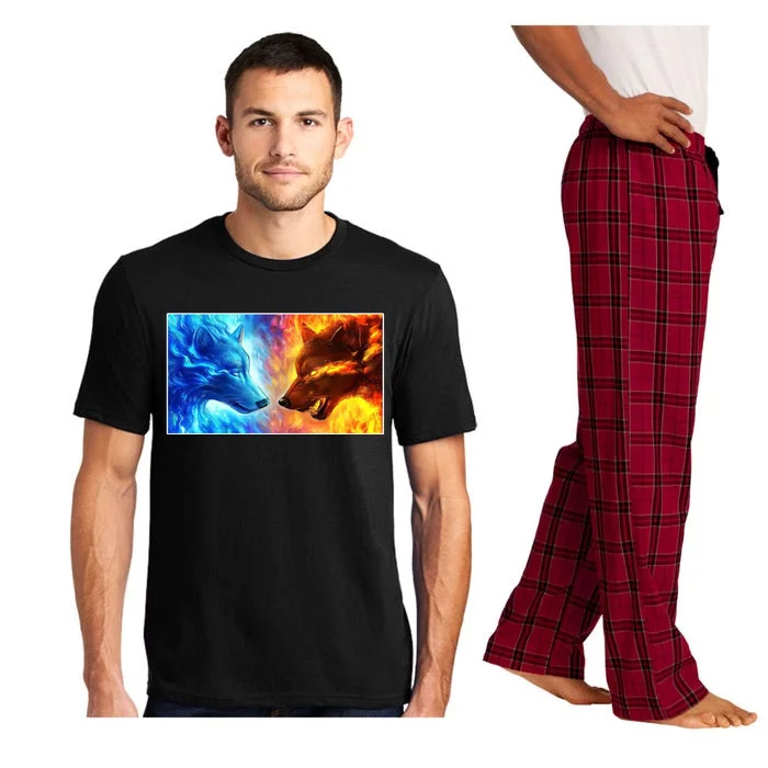 Fire And Ice Wolf Cool Graphic Pajama Set