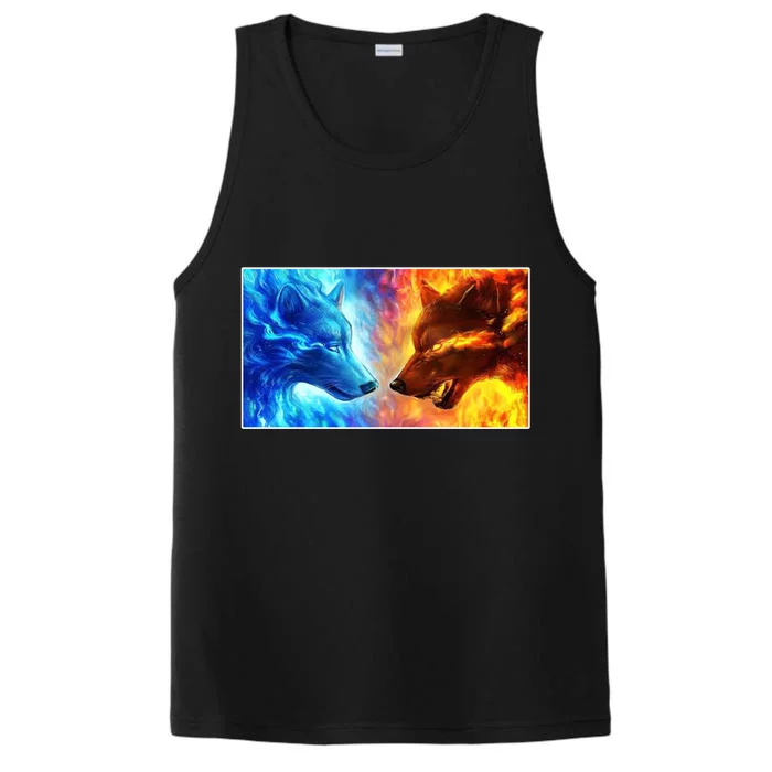 Fire And Ice Wolf Cool Graphic Performance Tank