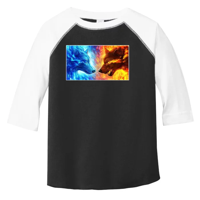 Fire And Ice Wolf Cool Graphic Toddler Fine Jersey T-Shirt